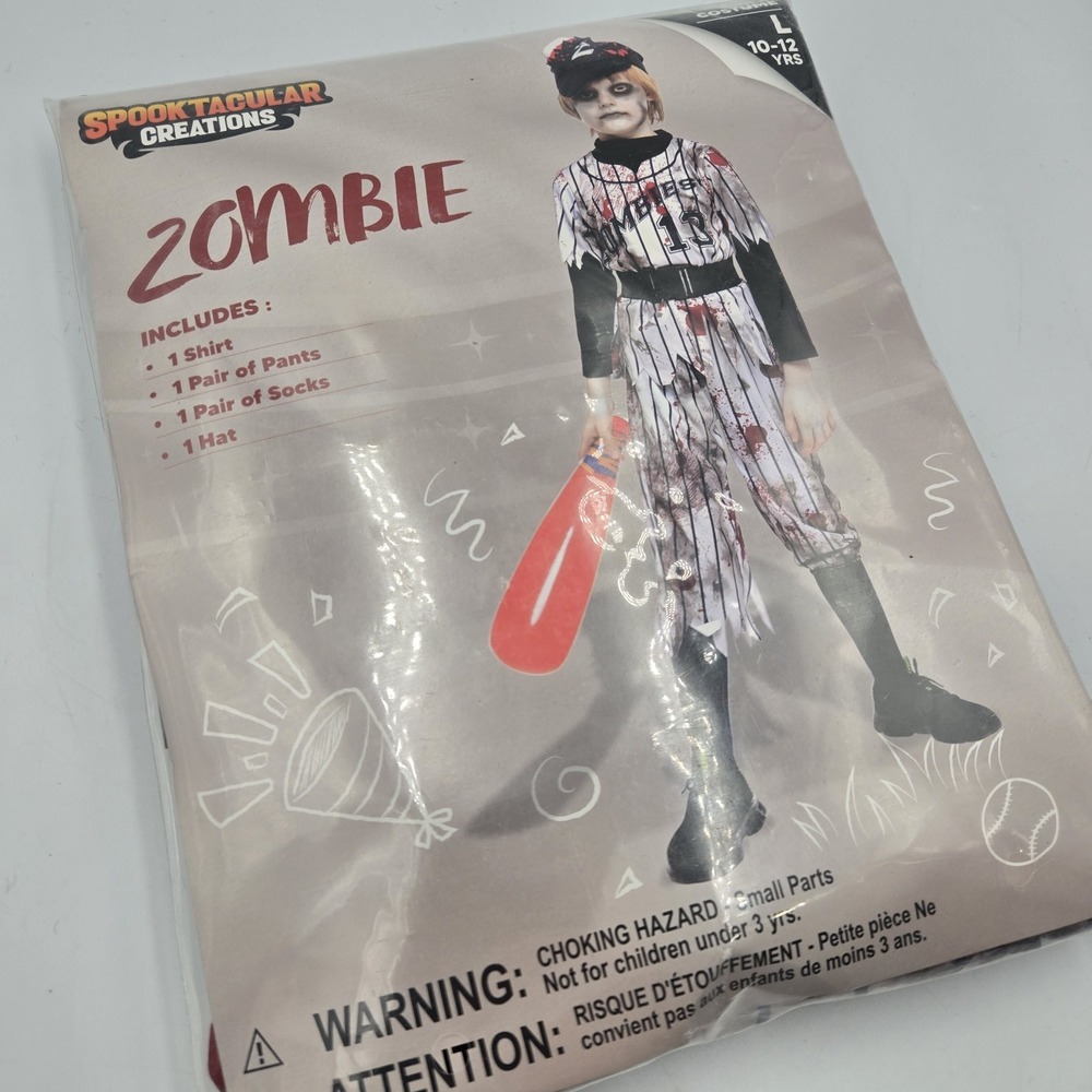 New Spooktacular‎ Creations Costume Zombie Baseball Player Size Large 10-12